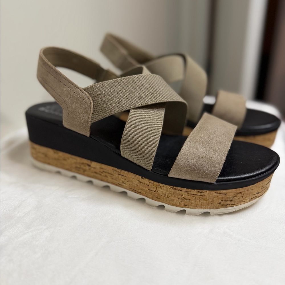 SOREL Women’s Cameron Flatform Leather Sandal Size 9.5 - Picture 9 of 14